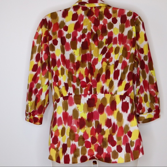 Lafayette 148 Blouse Sabrina Malay Print Top Sz 6 - Picture 6 of 7